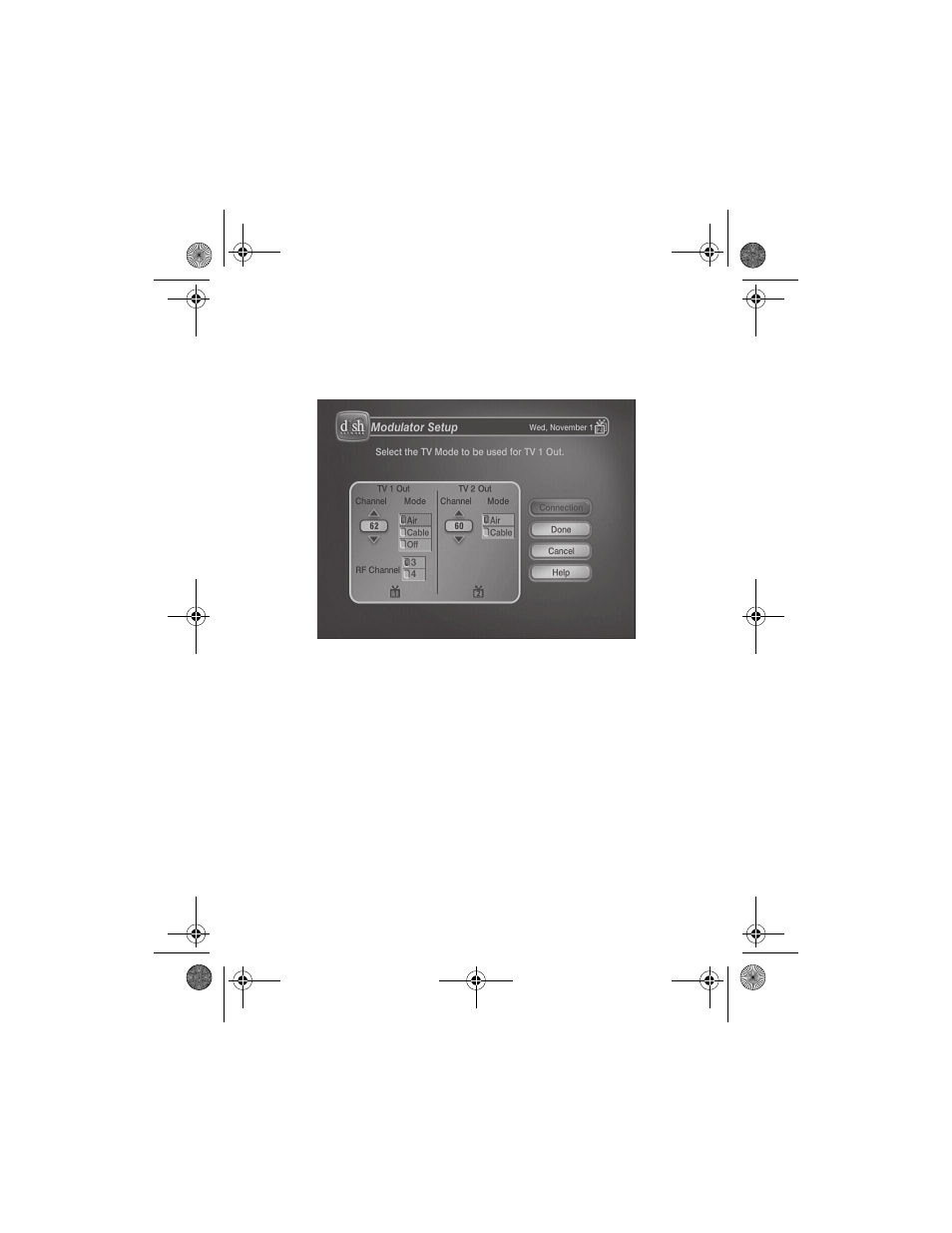 Figure 3. modulator setup, Select done to save your changes | EchoStar Over-the-Air Module MT2 User Manual | Page 9 / 18