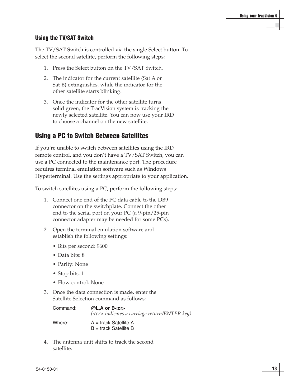 Using a pc to switch between satellites | EchoStar 4 User Manual | Page 14 / 24