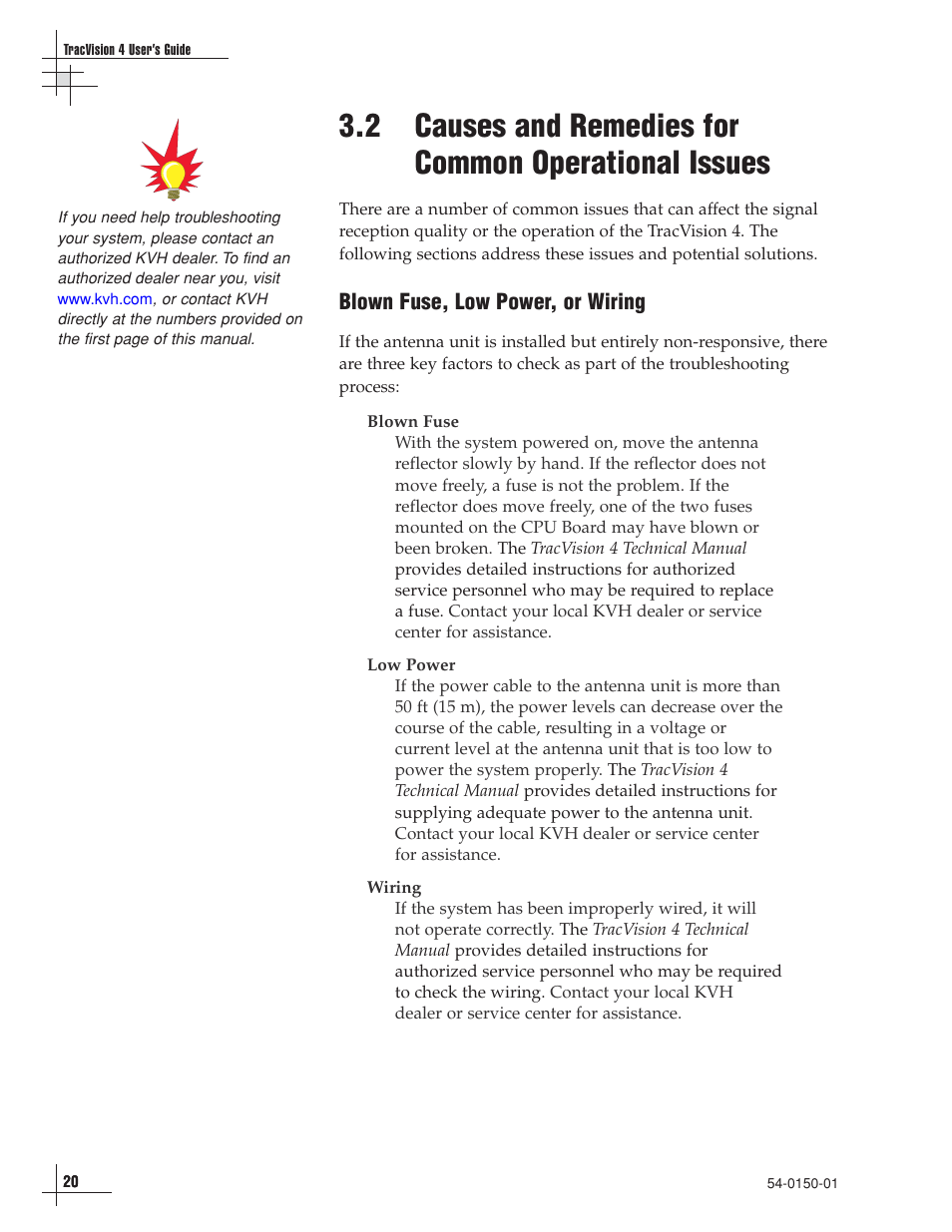 Blown fuse, low power, or wiring | EchoStar 4 User Manual | Page 19 / 24