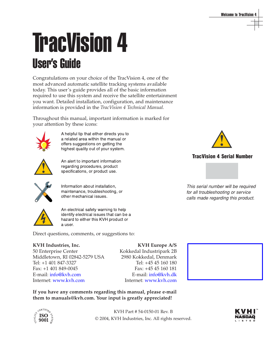 Tracvision 4, User’s guide | EchoStar 4 User Manual | Page 2 / 24