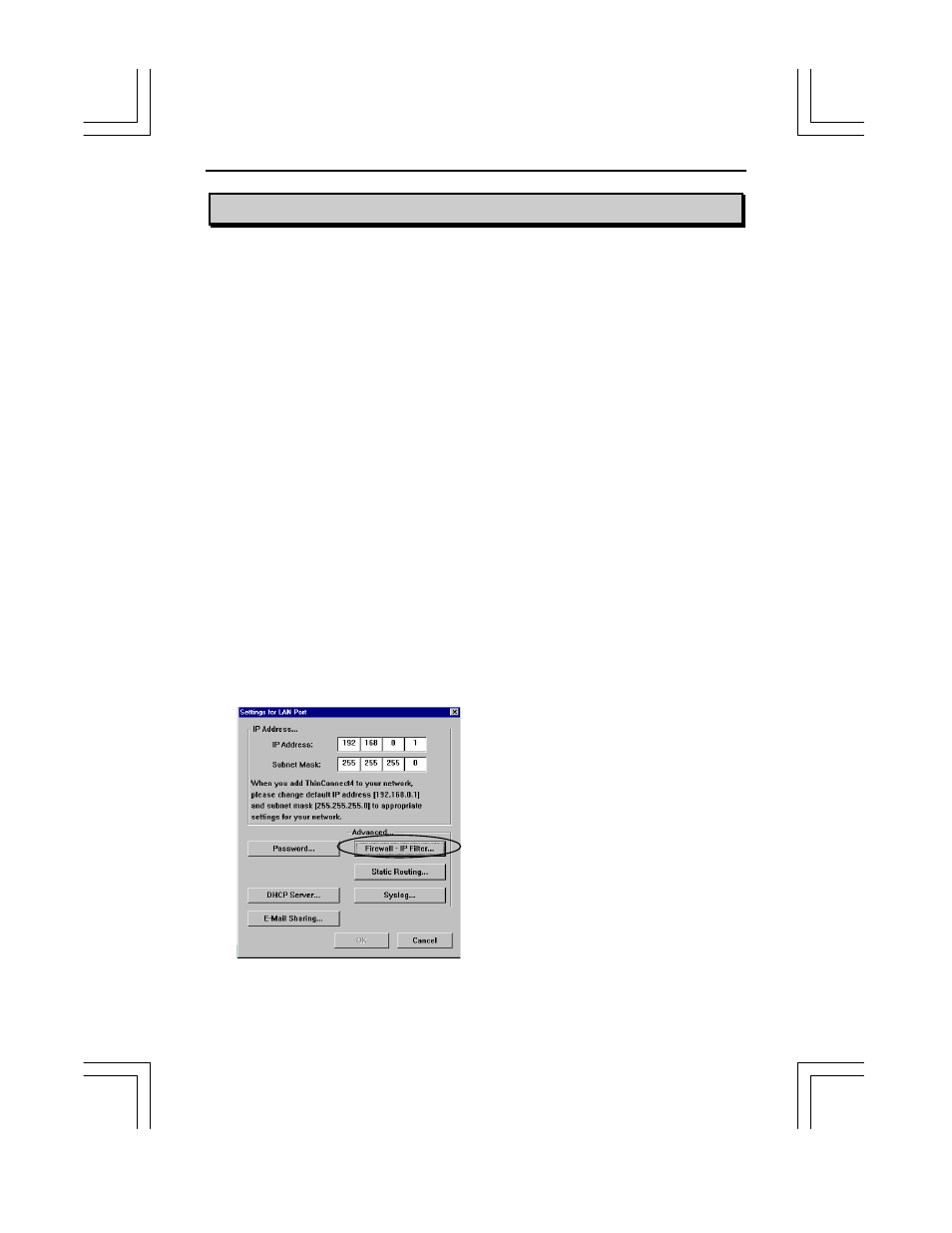 1 firewall - ip filter table setting, Thinconnect4 | EXP Computer ThinConnect4 User Manual | Page 108 / 152