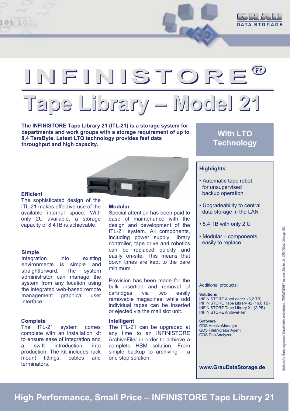 EXP Computer INFINISTORE Tape Library 21 User Manual | 2 pages