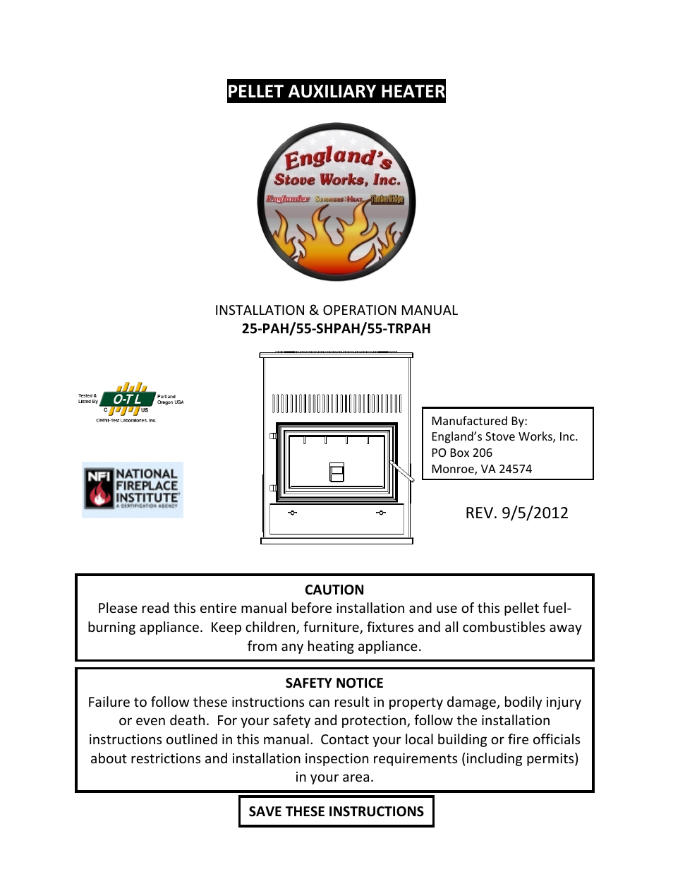England's Stove Works 25PAH User Manual | 46 pages