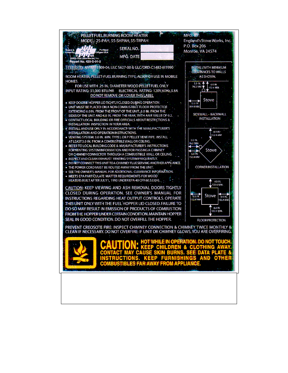 England's Stove Works 25PAH User Manual | Page 42 / 46