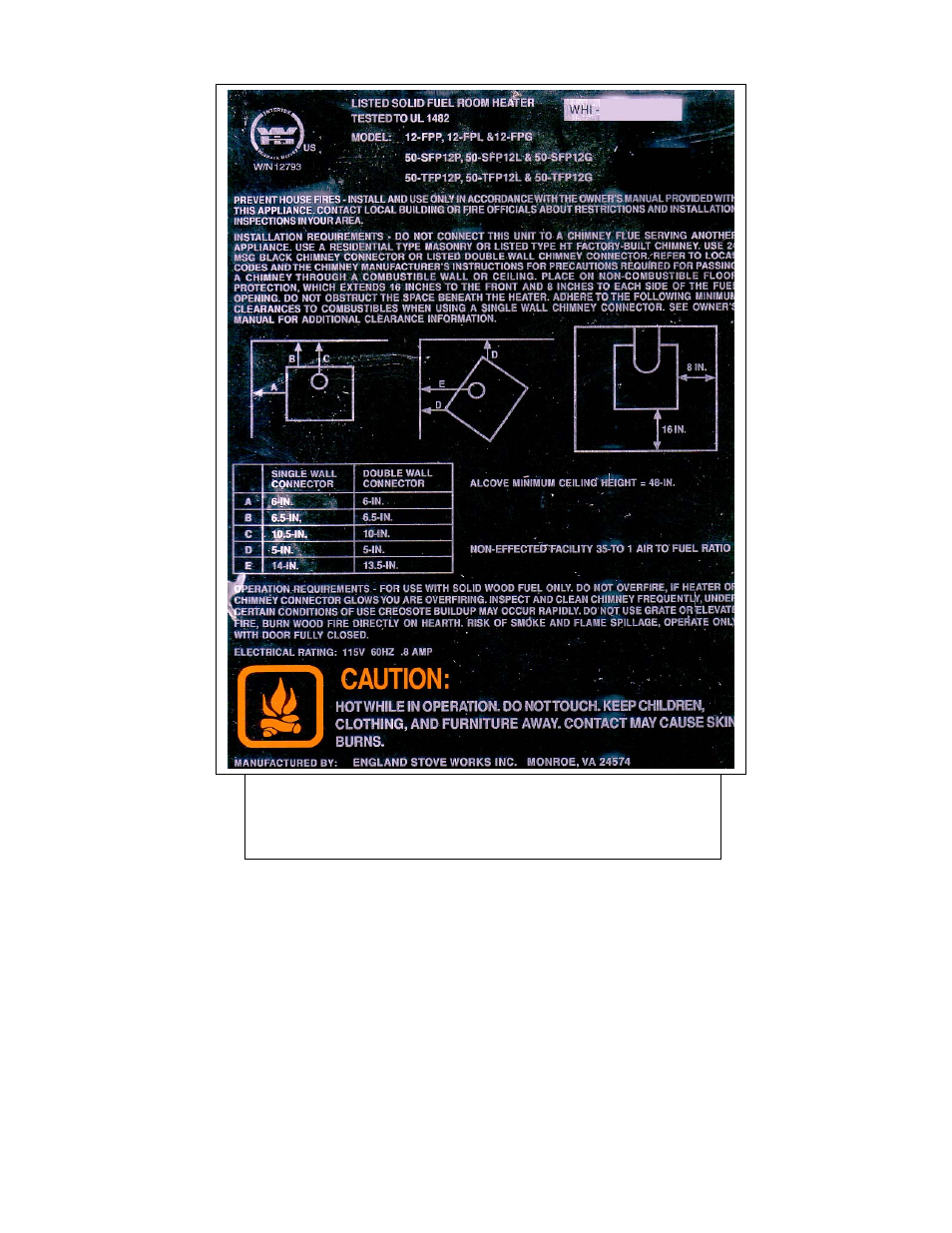 England's Stove Works Room Heater 50-TFP12G User Manual | Page 21 / 23