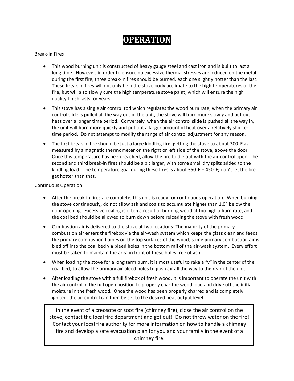 Operation | England's Stove Works TRANQUILITY 17VL User Manual | Page 17 / 30