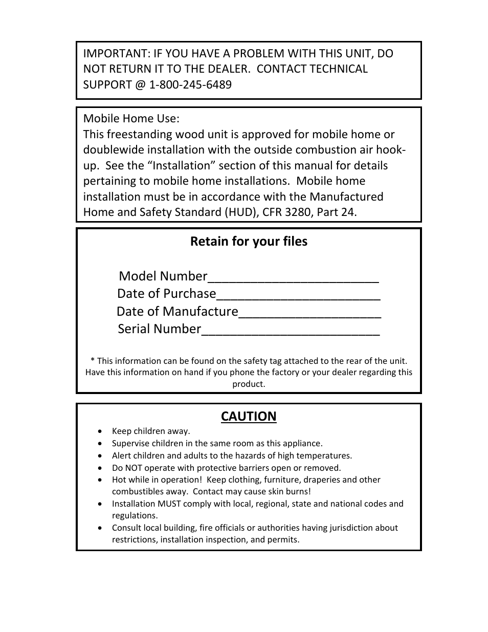 Caution | England's Stove Works TRANQUILITY 17VL User Manual | Page 2 / 30