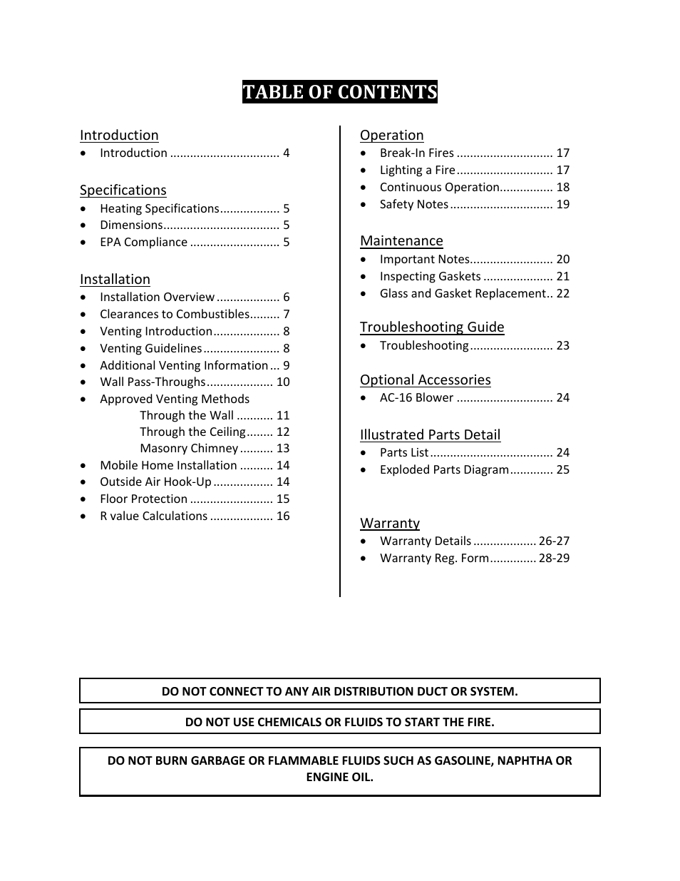 England's Stove Works TRANQUILITY 17VL User Manual | Page 3 / 30