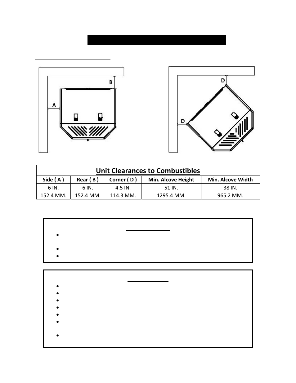 Freestanding installation, Warning, Caution | Unit clearances to combustibles | England's Stove Works 55-SHPEPI User Manual | Page 8 / 62