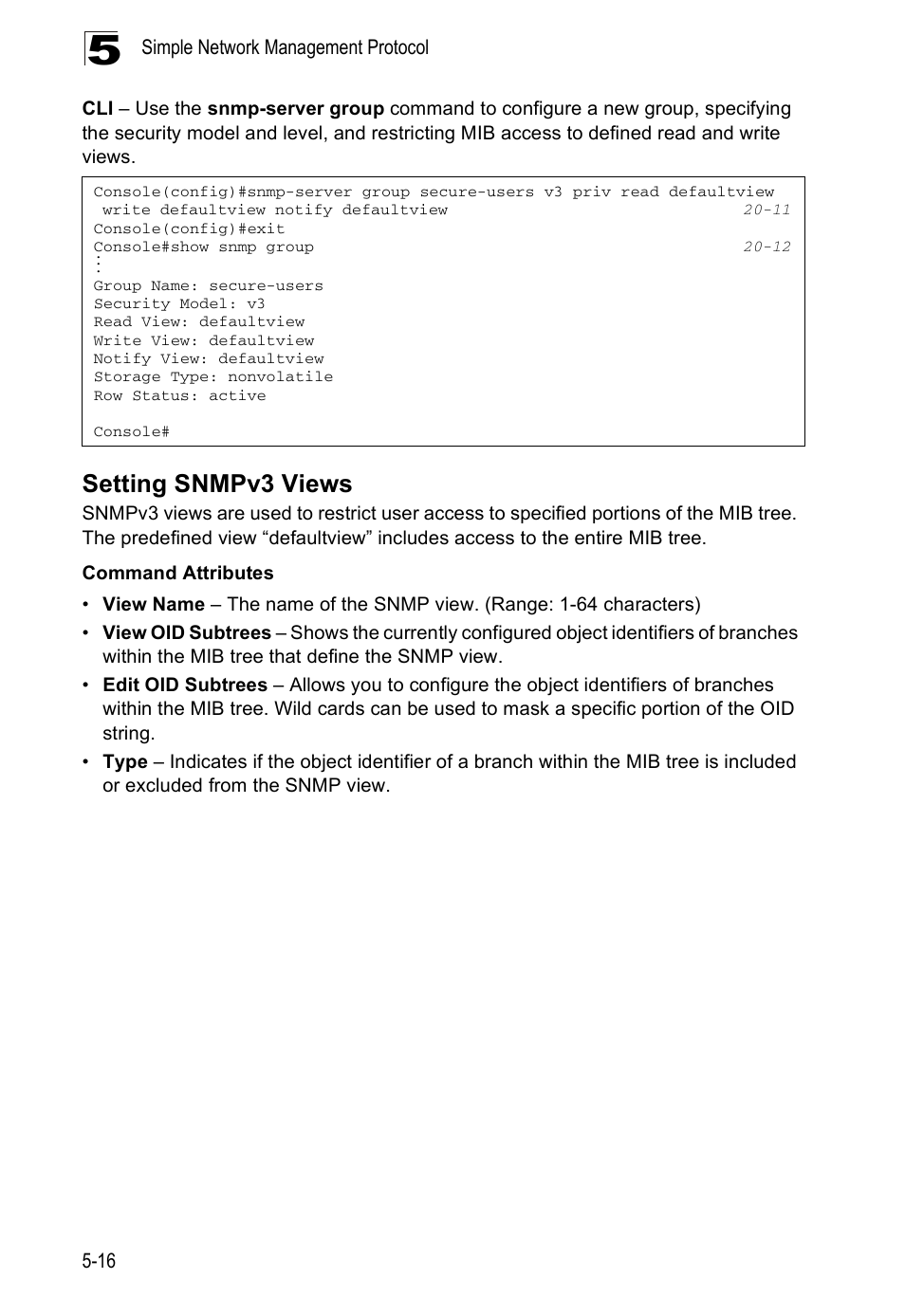 Setting snmpv3 views | Edge Products ES3528-WDM User Manual | Page 100 / 556