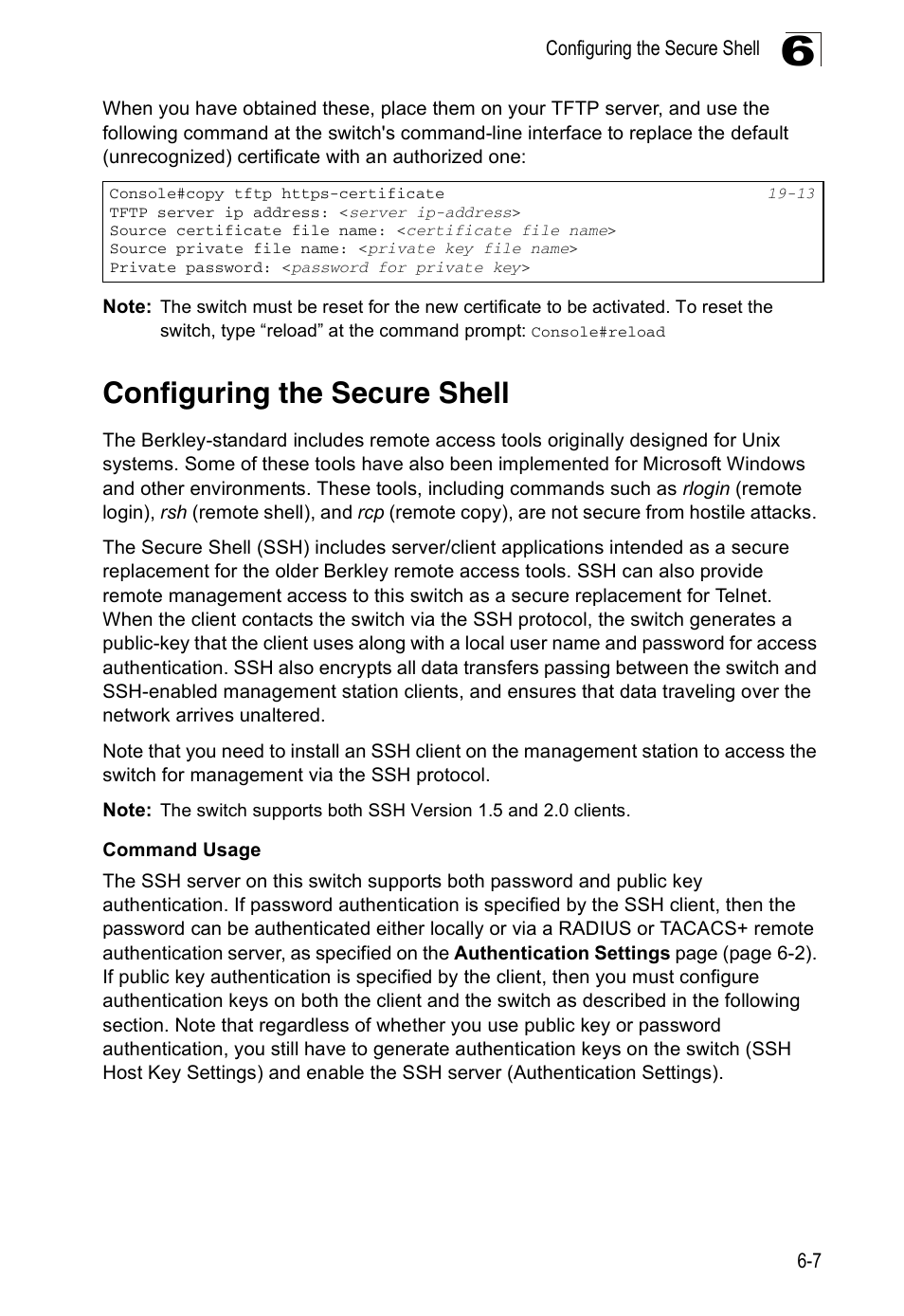 Configuring the secure shell | Edge Products ES3528-WDM User Manual | Page 109 / 556