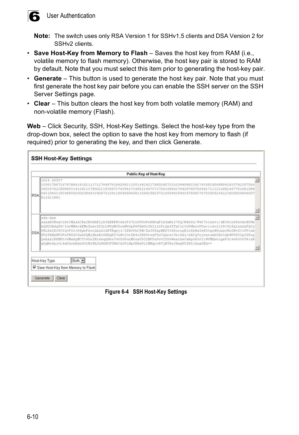 Figure 6-4, Ssh host-key settings | Edge Products ES3528-WDM User Manual | Page 112 / 556