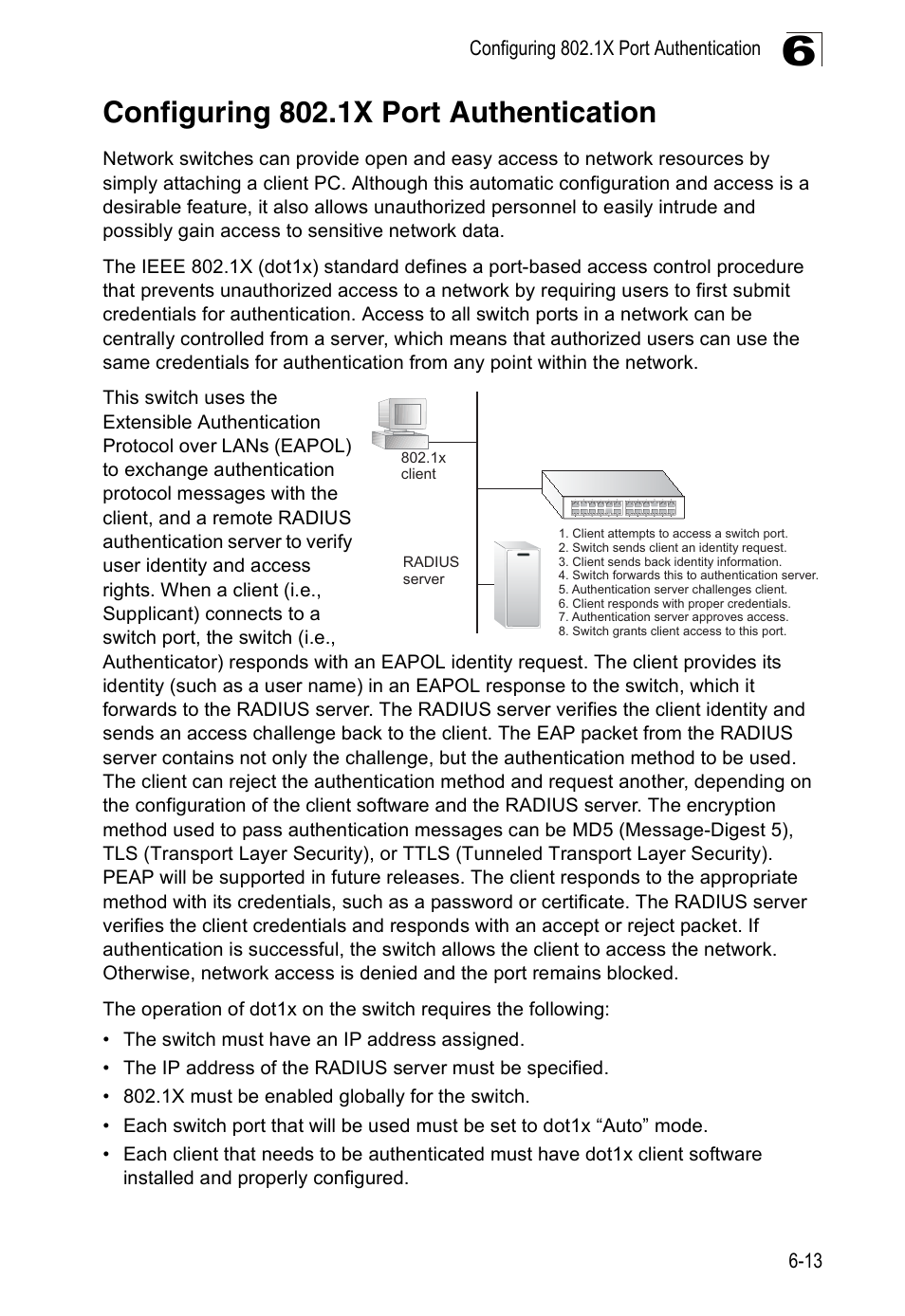 Configuring 802.1x port authentication | Edge Products ES3528-WDM User Manual | Page 115 / 556