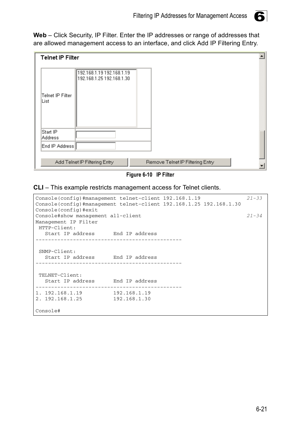 Figure 6-10, Ip filter | Edge Products ES3528-WDM User Manual | Page 123 / 556