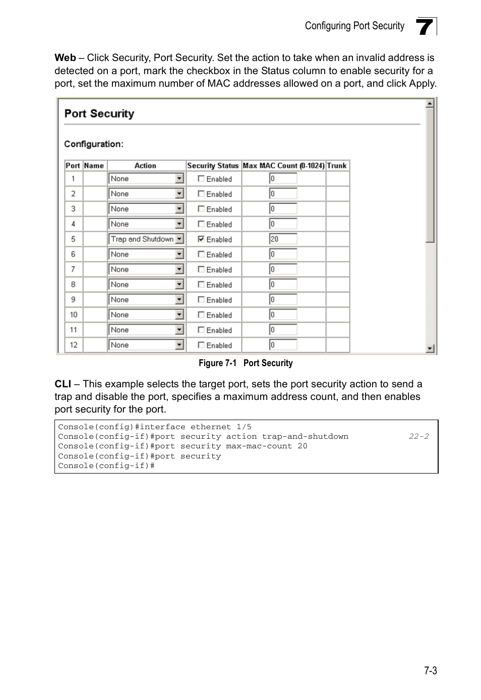 Figure 7-1, Port security | Edge Products ES3528-WDM User Manual | Page 127 / 556