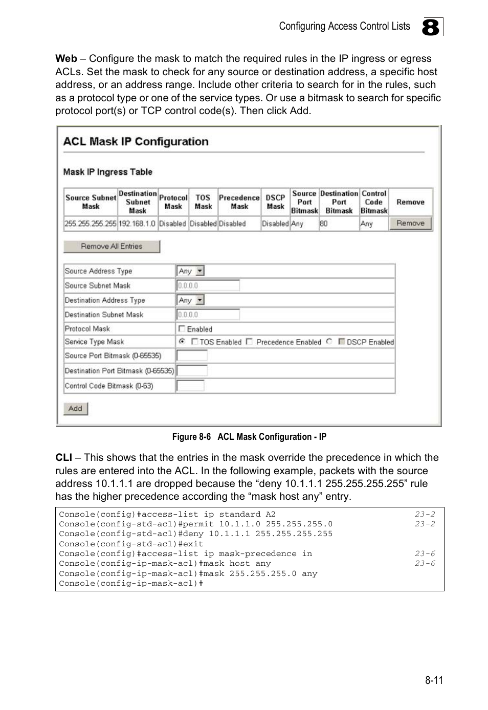 Figure 8-6, Acl mask configuration - ip | Edge Products ES3528-WDM User Manual | Page 139 / 556