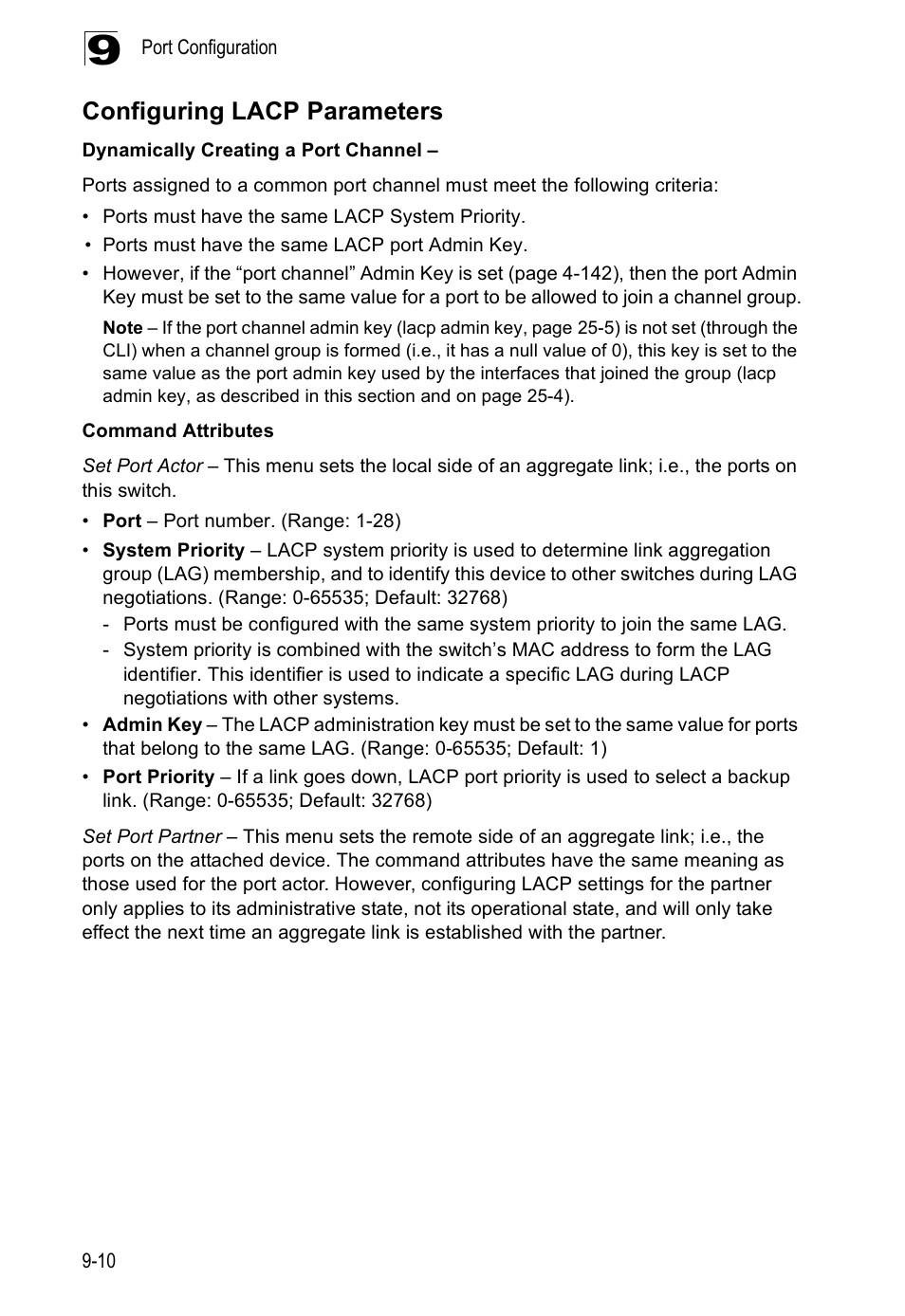 Configuring lacp parameters | Edge Products ES3528-WDM User Manual | Page 152 / 556
