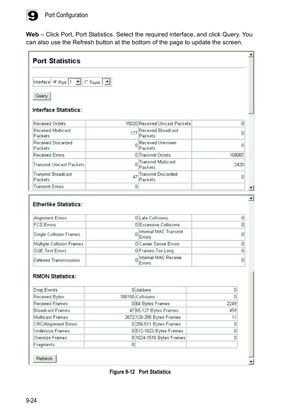 Figure 9-12, Port statistics | Edge Products ES3528-WDM User Manual | Page 166 / 556