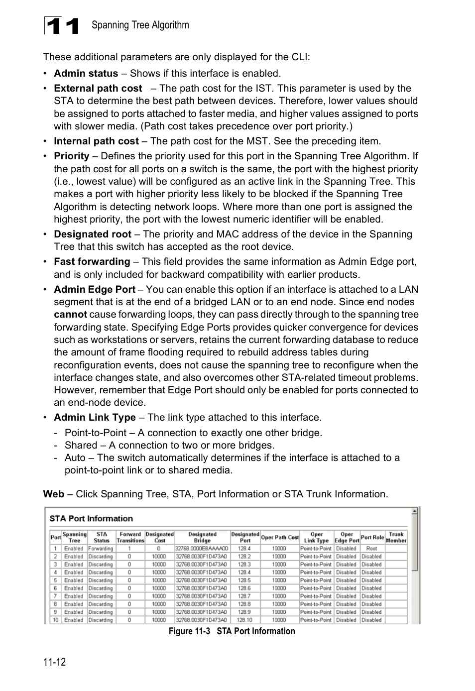 Figure 11-3, Sta port information | Edge Products ES3528-WDM User Manual | Page 184 / 556