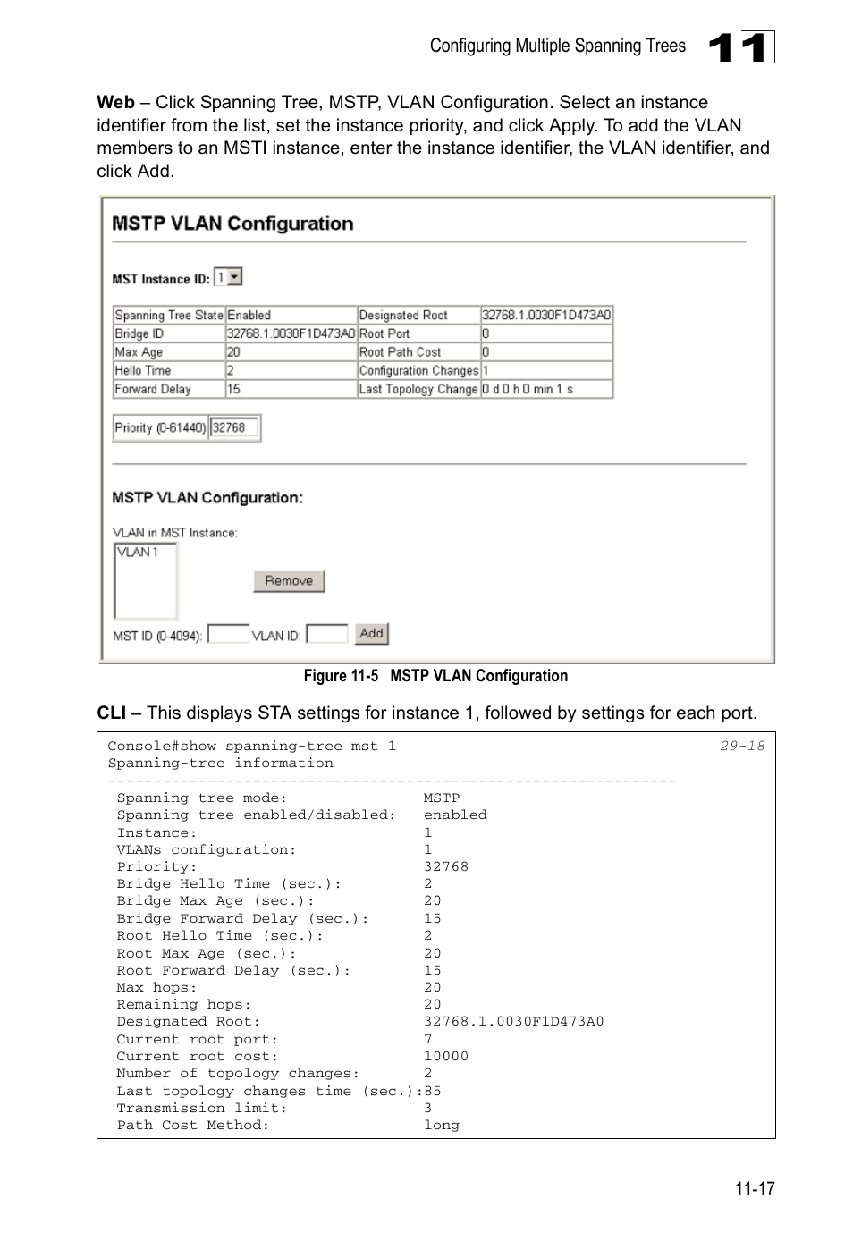Figure 11-5, Mstp vlan configuration | Edge Products ES3528-WDM User Manual | Page 189 / 556
