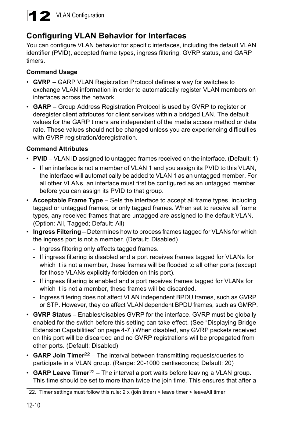 Configuring vlan behavior for interfaces | Edge Products ES3528-WDM User Manual | Page 204 / 556