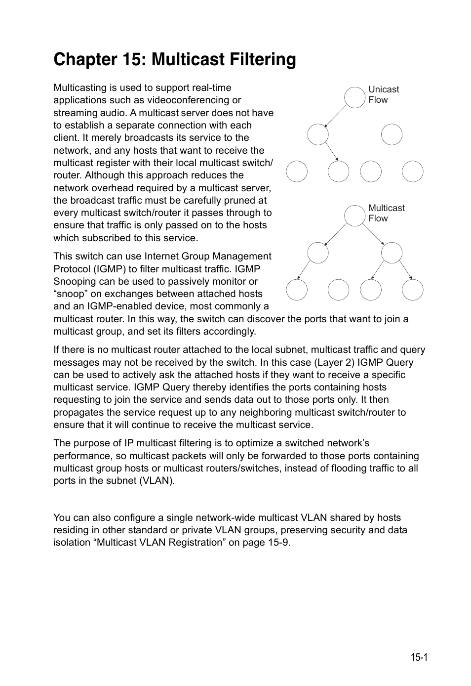 Chapter 15: multicast filtering, Multicast filtering | Edge Products ES3528-WDM User Manual | Page 237 / 556