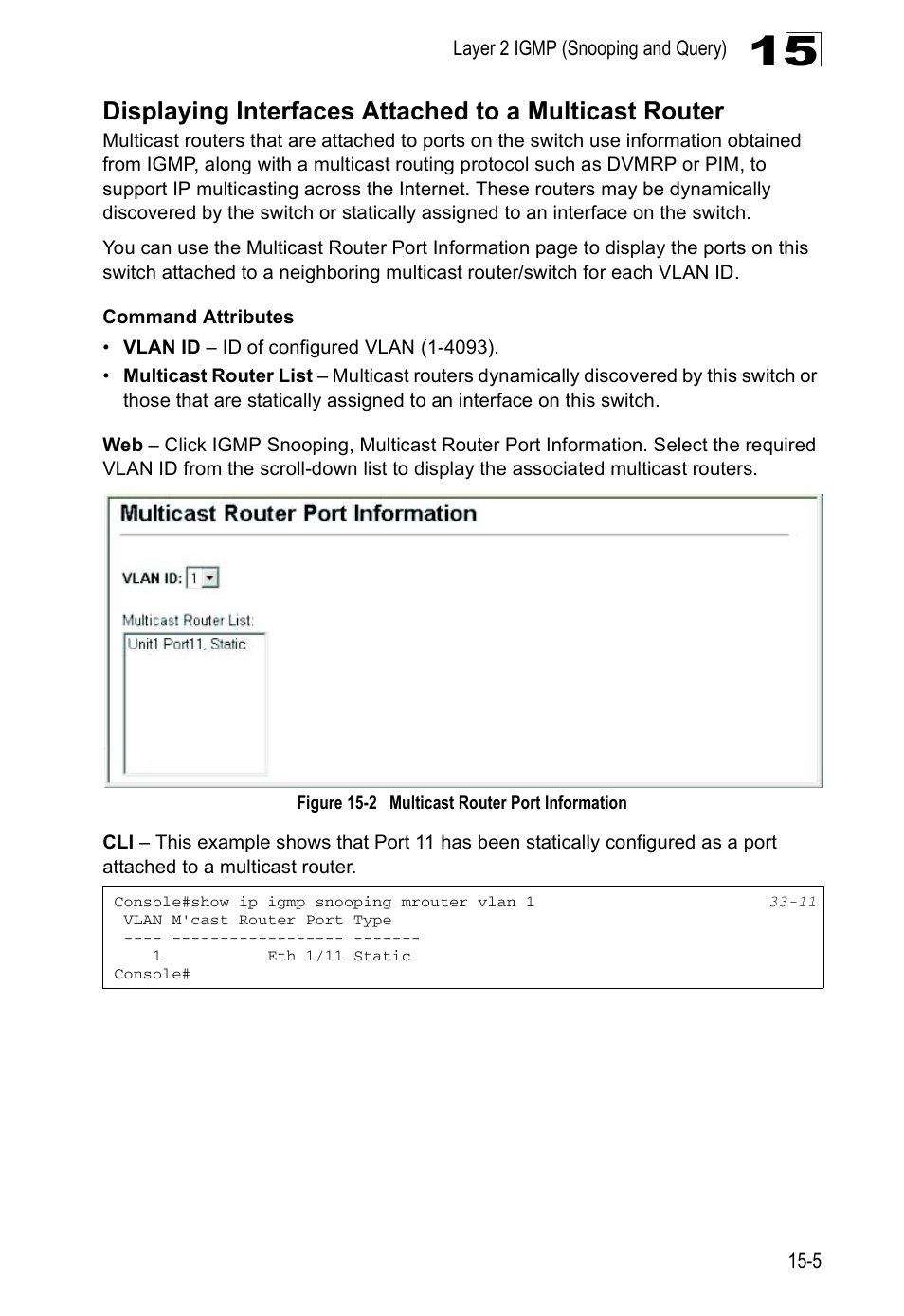 Figure 15-2, Multicast router port information | Edge Products ES3528-WDM User Manual | Page 241 / 556