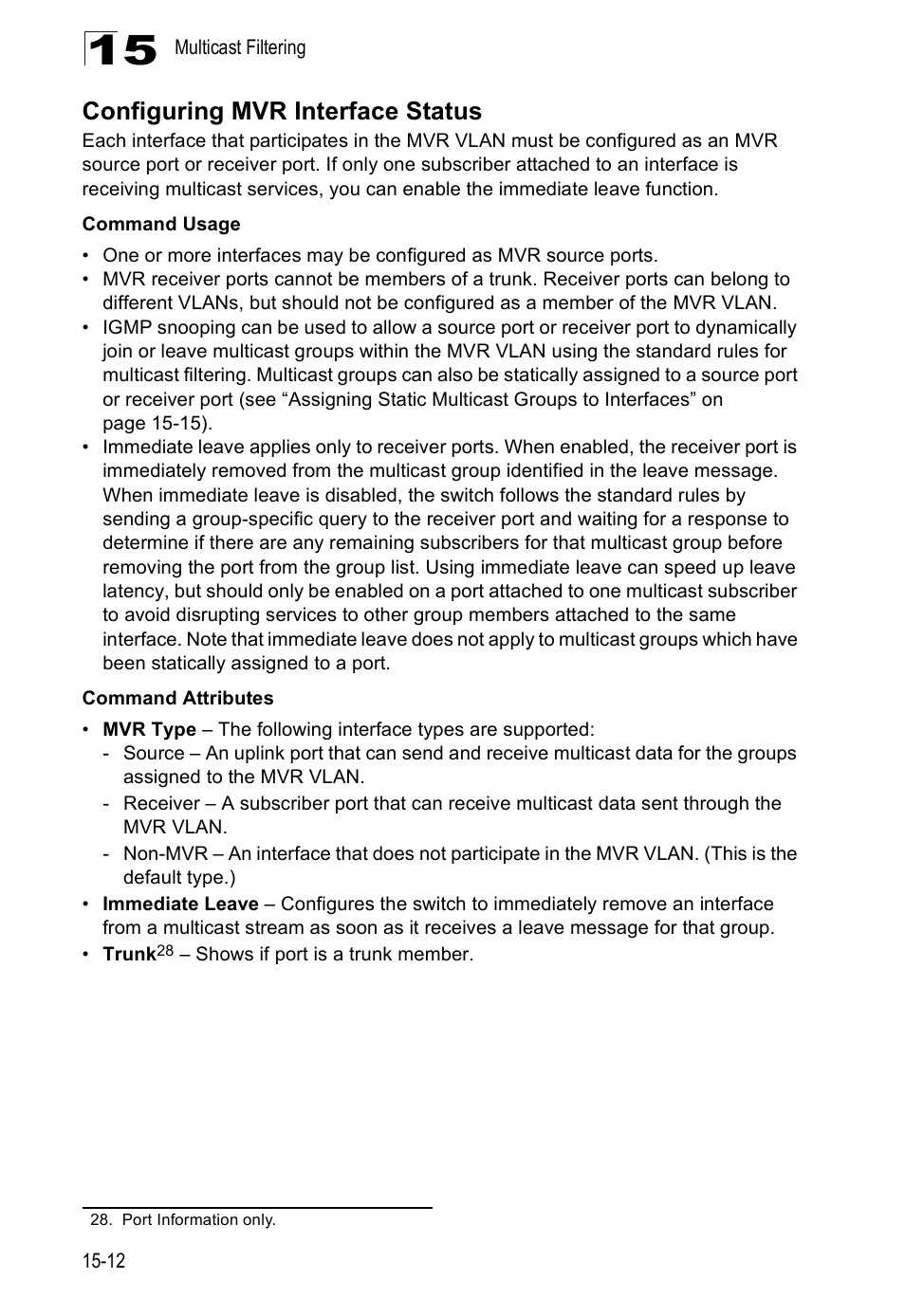 Configuring mvr interface status | Edge Products ES3528-WDM User Manual | Page 248 / 556