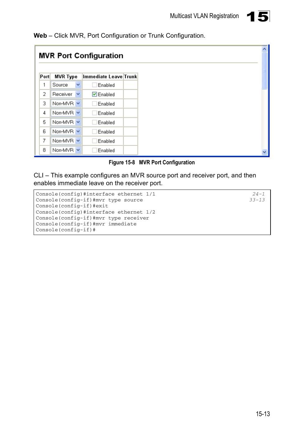 Figure 15-8, Mvr port configuration | Edge Products ES3528-WDM User Manual | Page 249 / 556