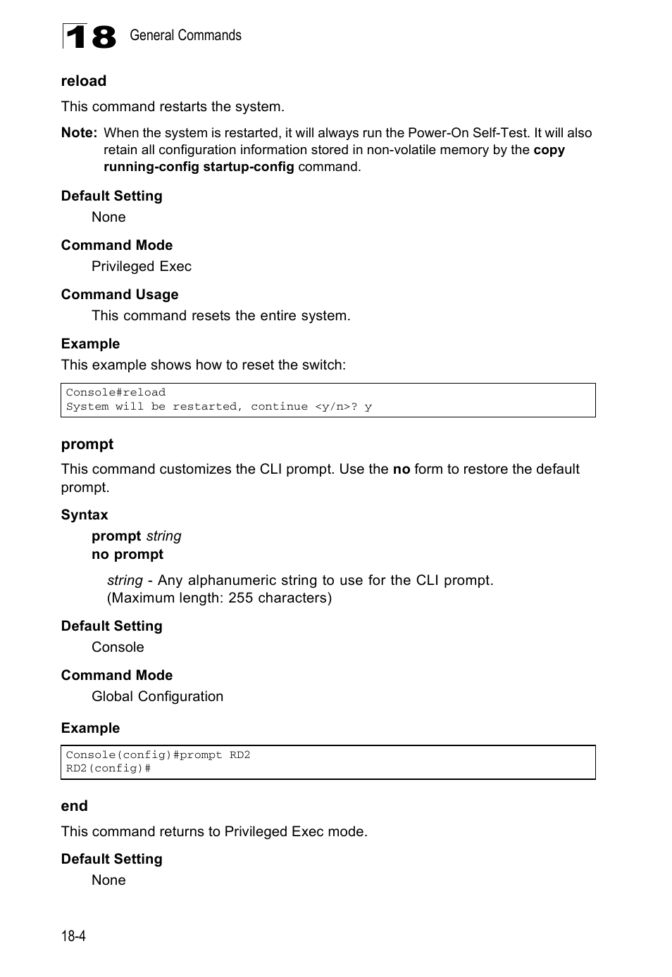Reload, Prompt, Reload 18-4 prompt 18-4 end | Edge Products ES3528-WDM User Manual | Page 276 / 556