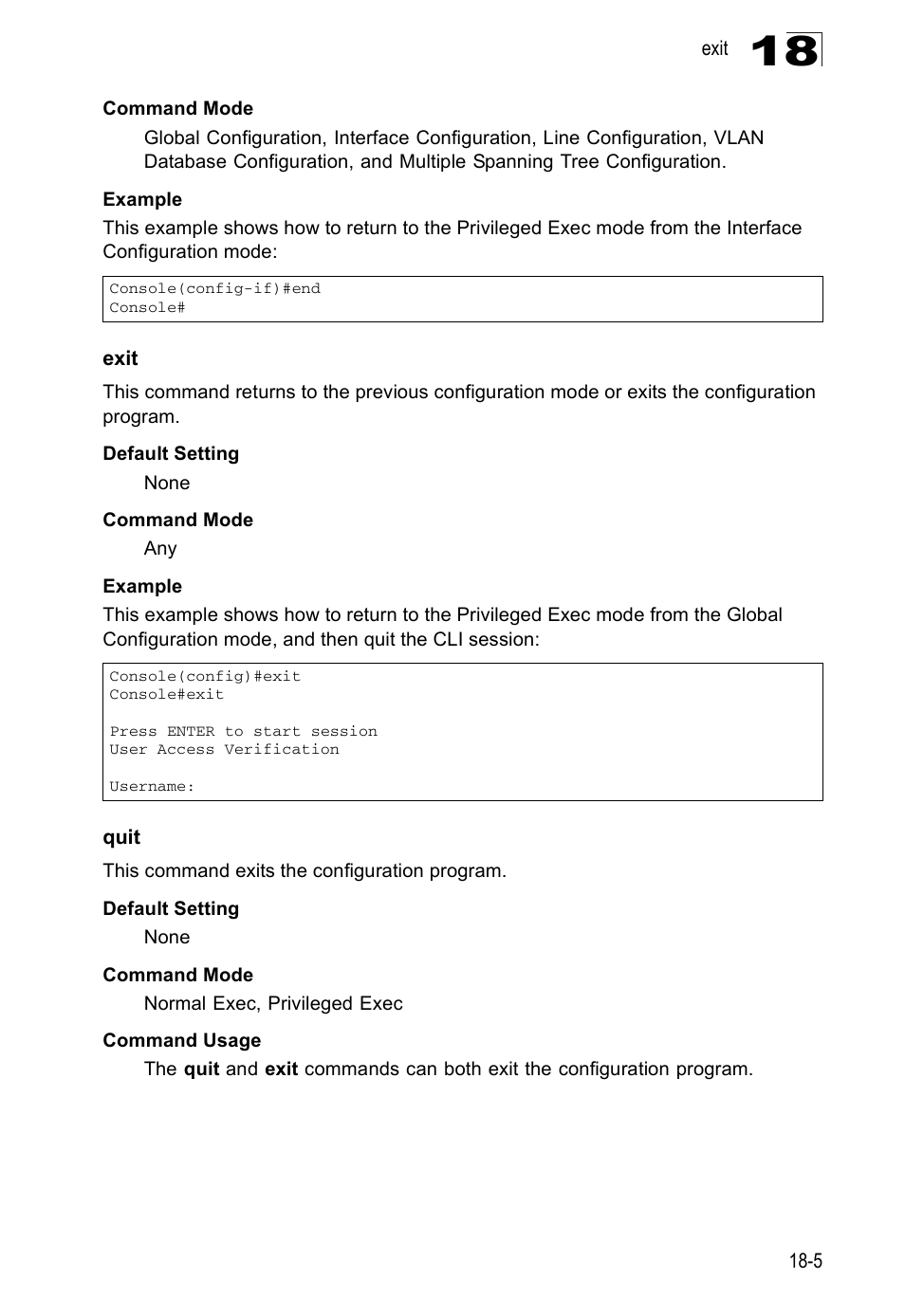 Exit, Quit | Edge Products ES3528-WDM User Manual | Page 277 / 556
