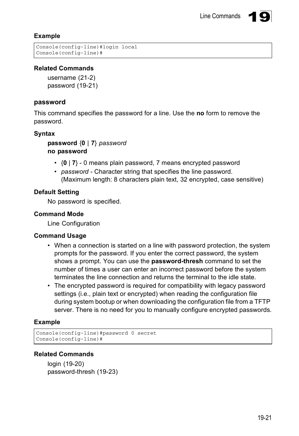 Password, Password 19-21 | Edge Products ES3528-WDM User Manual | Page 299 / 556