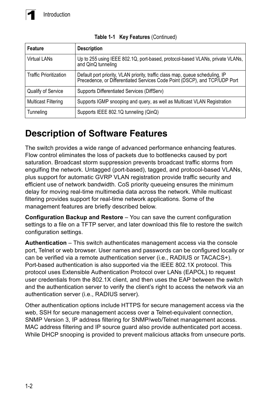 Description of software features | Edge Products ES3528-WDM User Manual | Page 30 / 556