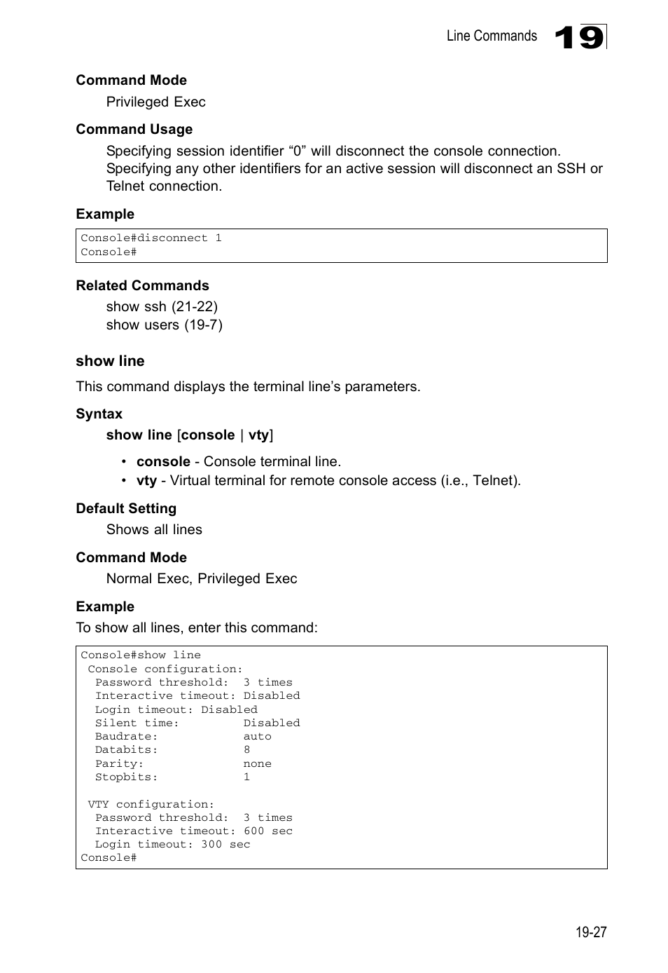 Show line | Edge Products ES3528-WDM User Manual | Page 305 / 556