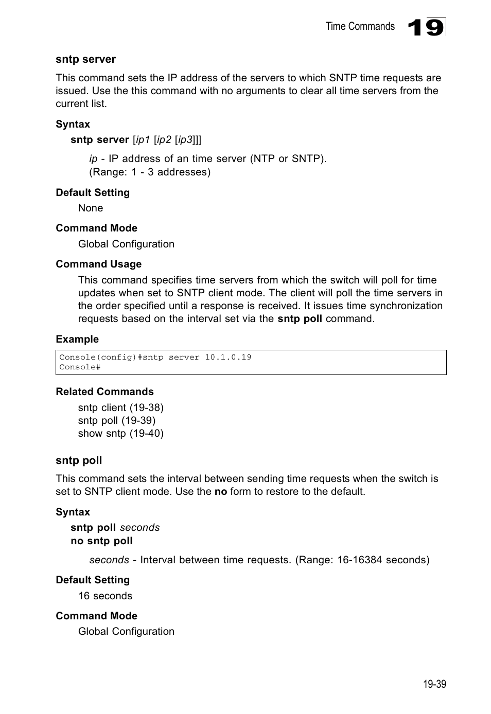 Sntp server, Sntp poll | Edge Products ES3528-WDM User Manual | Page 317 / 556