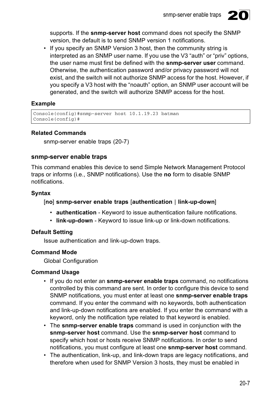 Snmp-server enable traps | Edge Products ES3528-WDM User Manual | Page 327 / 556