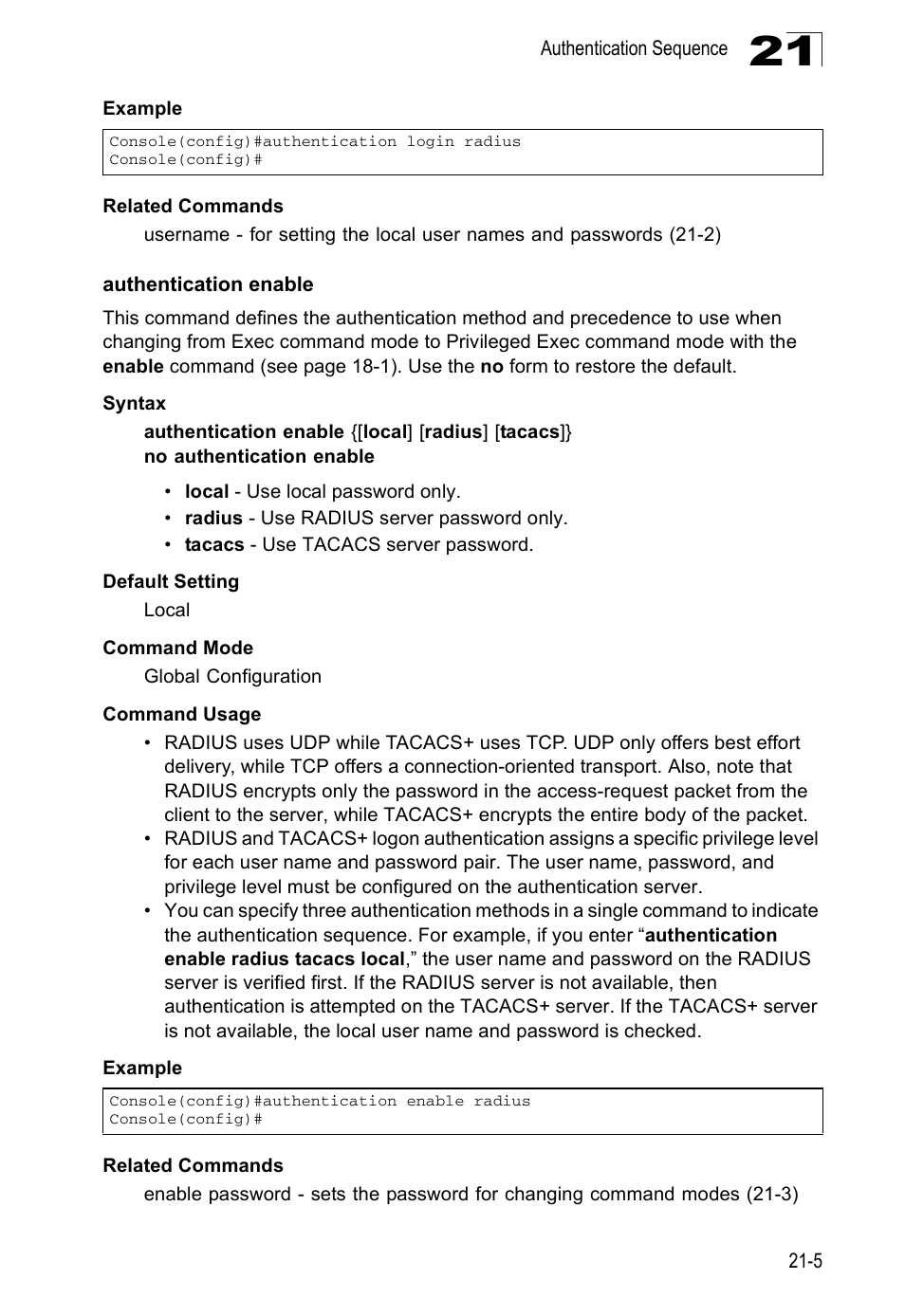 Authentication enable | Edge Products ES3528-WDM User Manual | Page 341 / 556