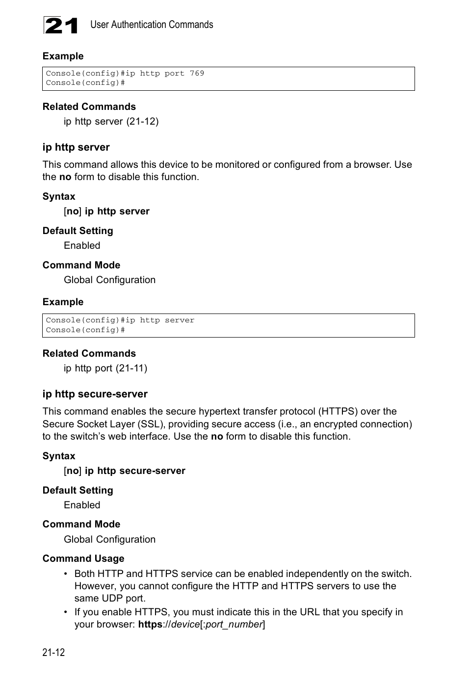 Ip http server, Ip http secure-server | Edge Products ES3528-WDM User Manual | Page 348 / 556