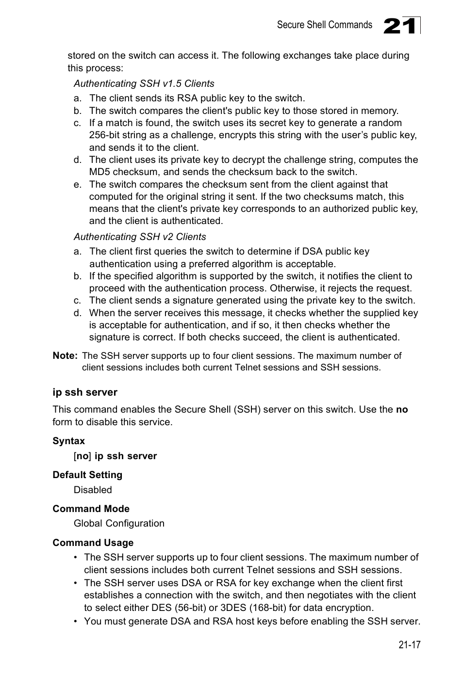 Ip ssh server | Edge Products ES3528-WDM User Manual | Page 353 / 556