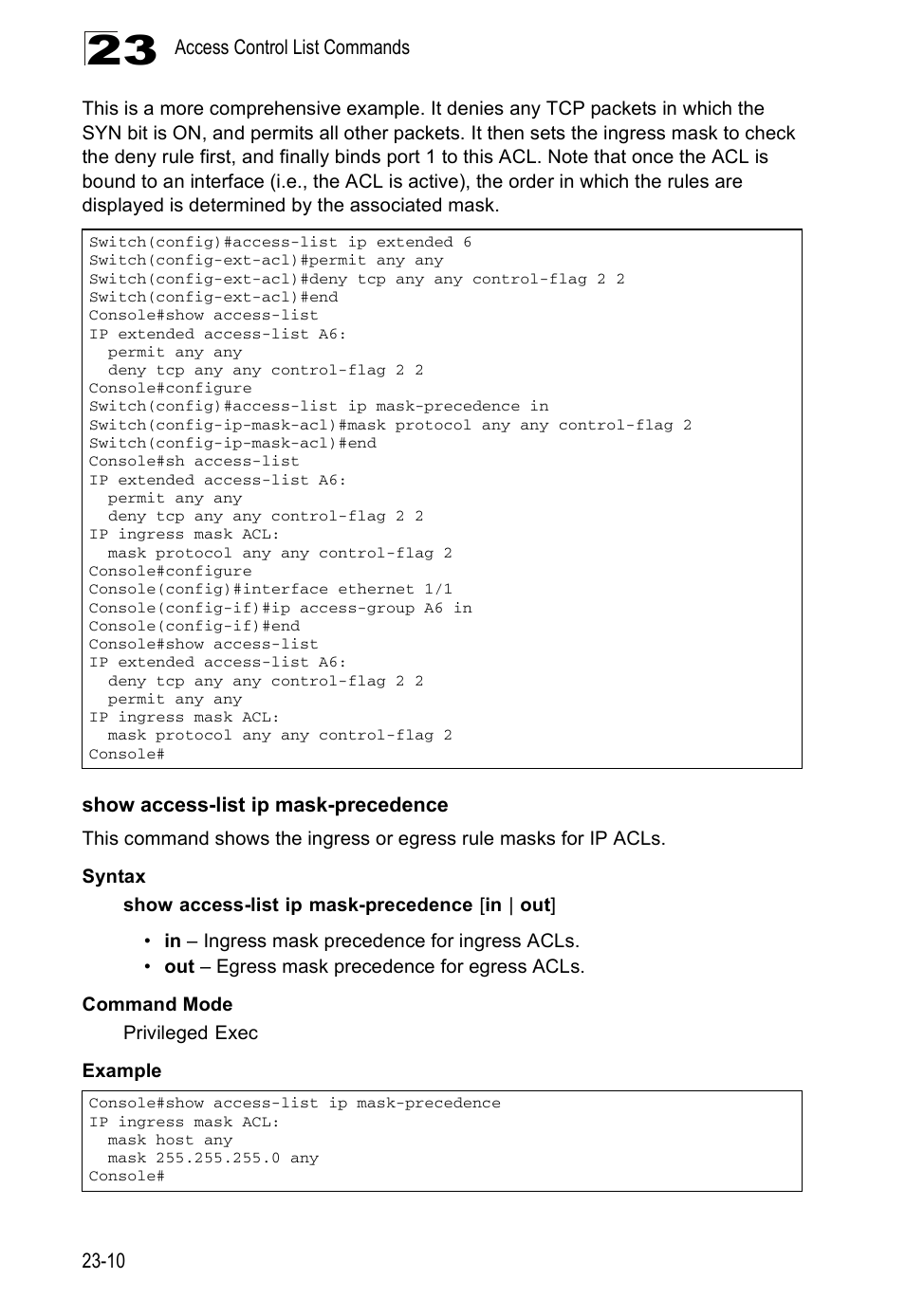 Show access-list ip mask-precedence | Edge Products ES3528-WDM User Manual | Page 394 / 556