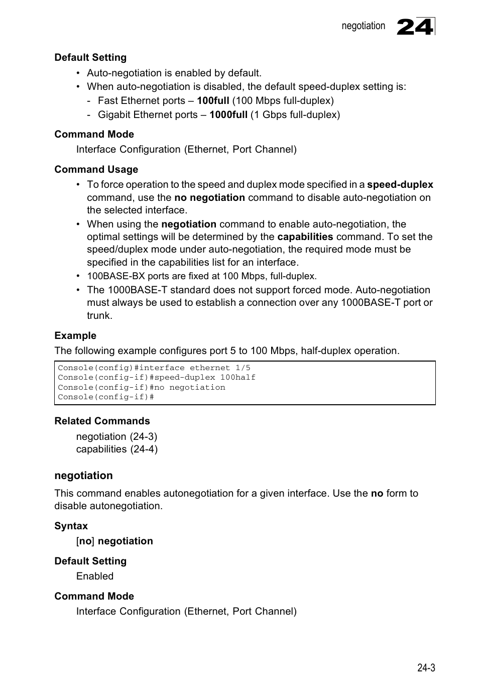 Negotiation, Negotiation 24-3 | Edge Products ES3528-WDM User Manual | Page 407 / 556