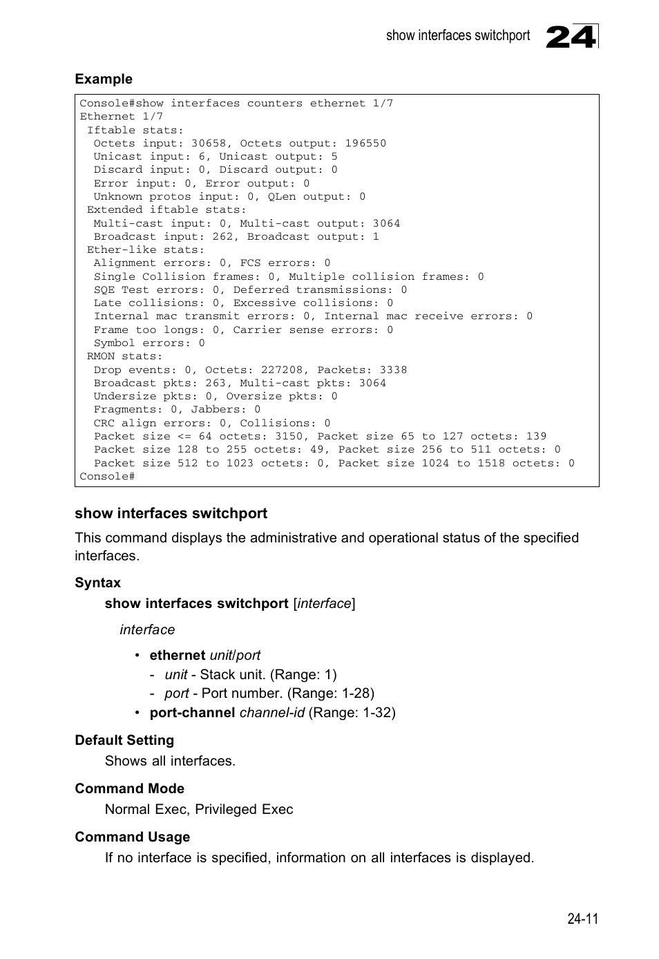Show interfaces switchport | Edge Products ES3528-WDM User Manual | Page 415 / 556