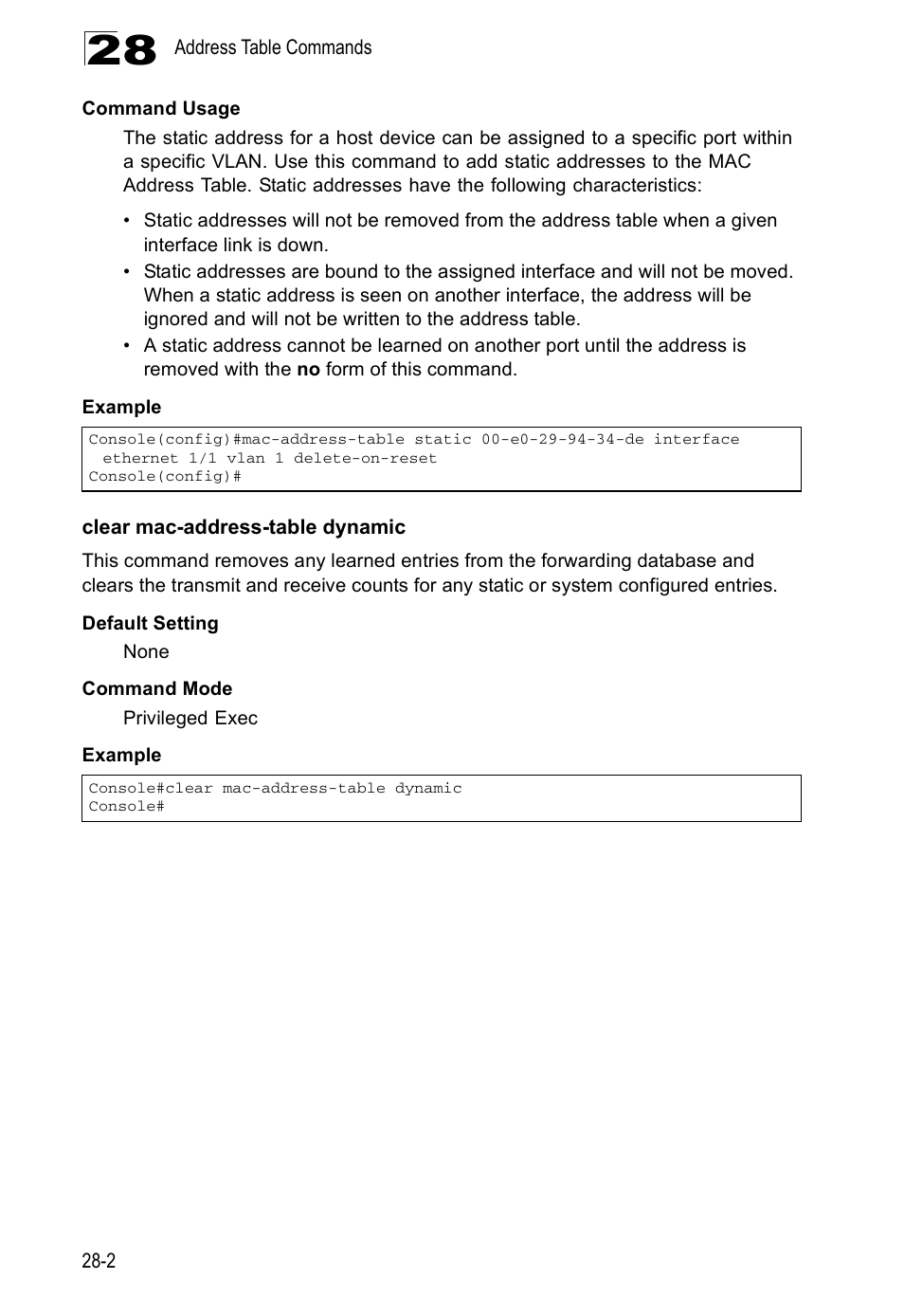 Clear mac-address-table dynamic | Edge Products ES3528-WDM User Manual | Page 434 / 556