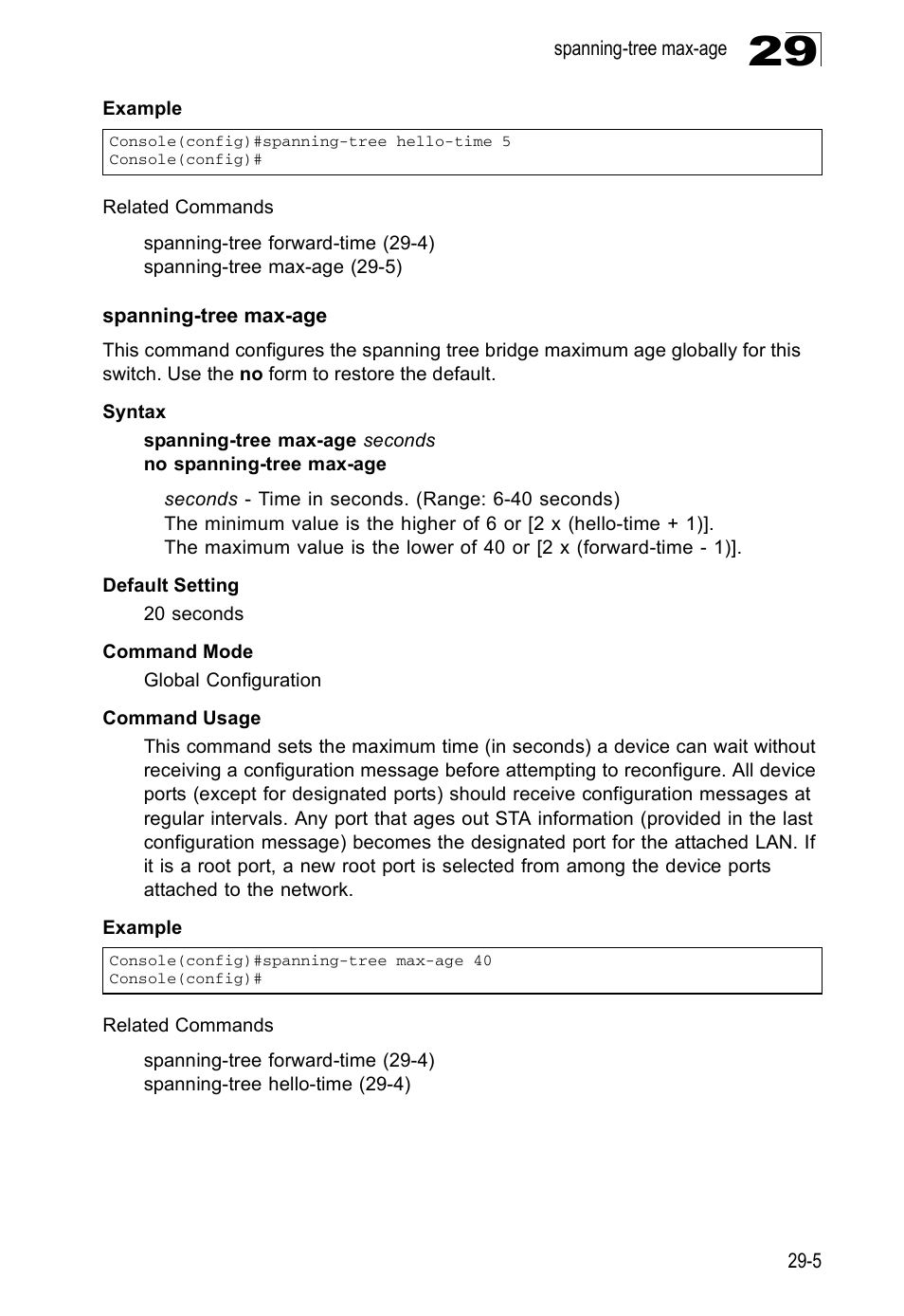 Spanning-tree max-age | Edge Products ES3528-WDM User Manual | Page 441 / 556