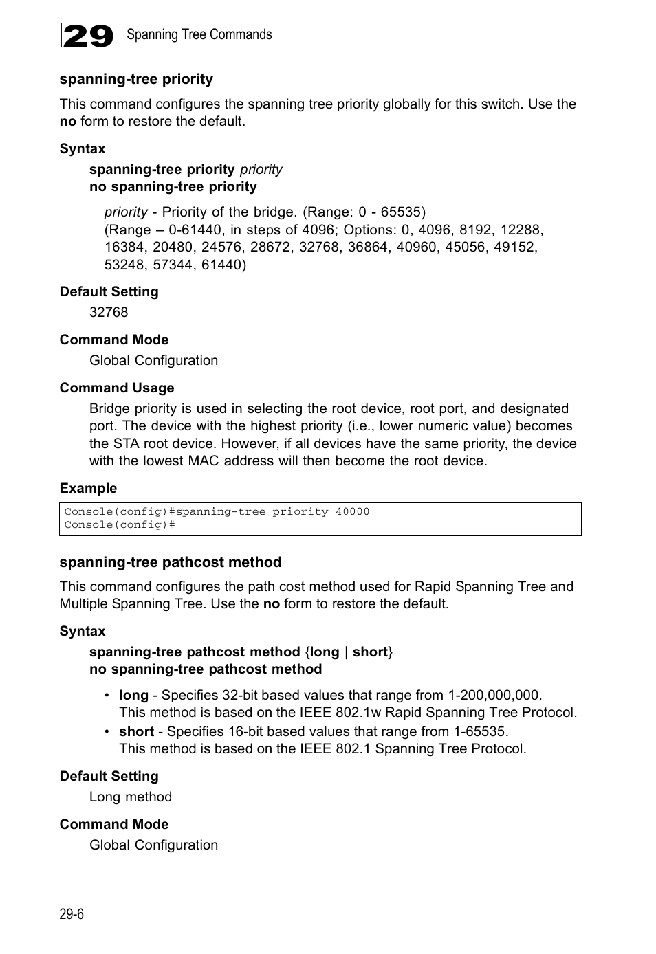 Spanning-tree priority, Spanning-tree pathcost method | Edge Products ES3528-WDM User Manual | Page 442 / 556