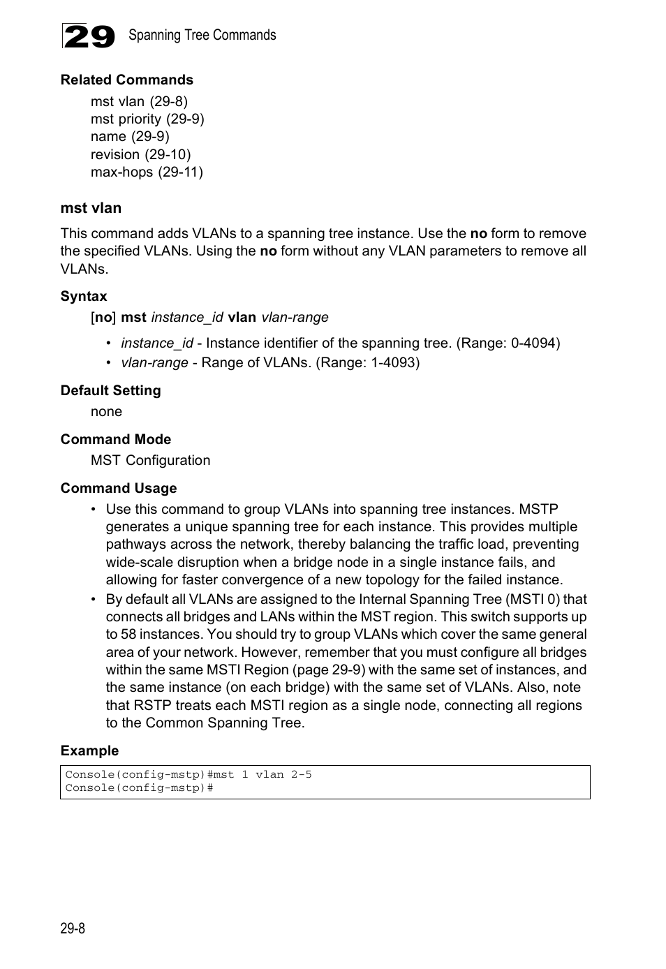Mst vlan | Edge Products ES3528-WDM User Manual | Page 444 / 556