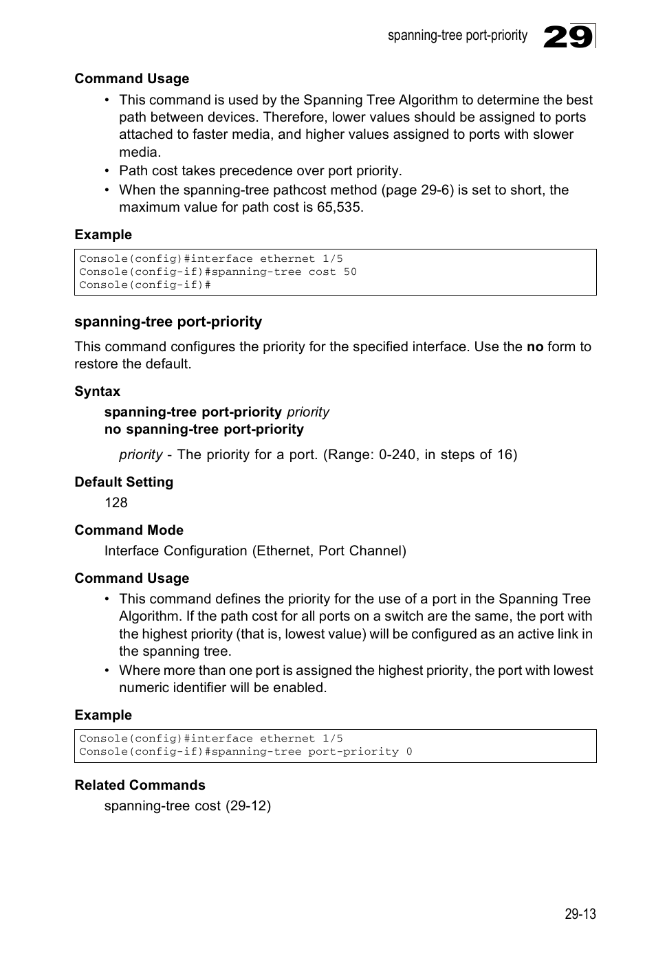 Spanning-tree port-priority | Edge Products ES3528-WDM User Manual | Page 449 / 556