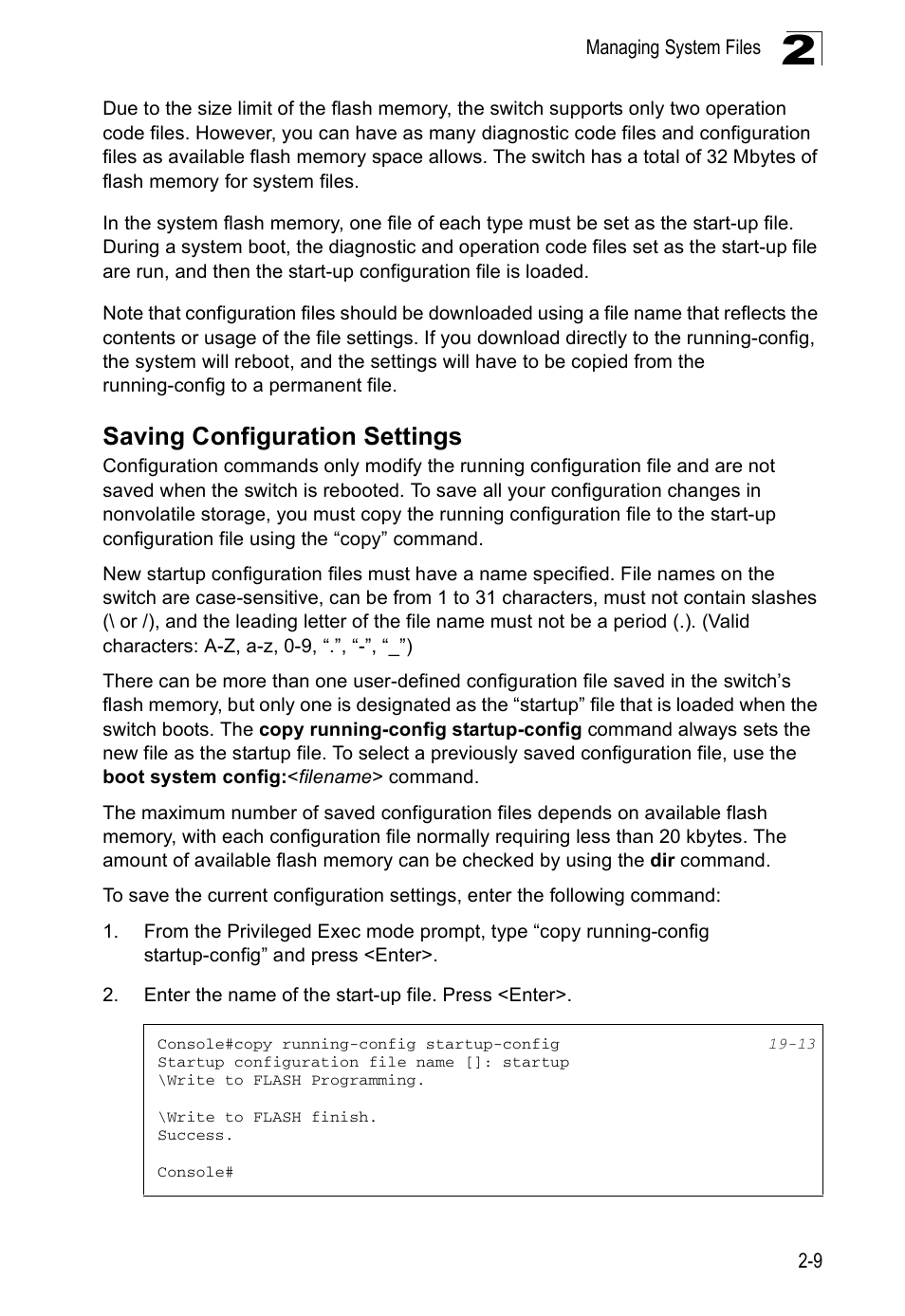 Saving configuration settings | Edge Products ES3528-WDM User Manual | Page 45 / 556