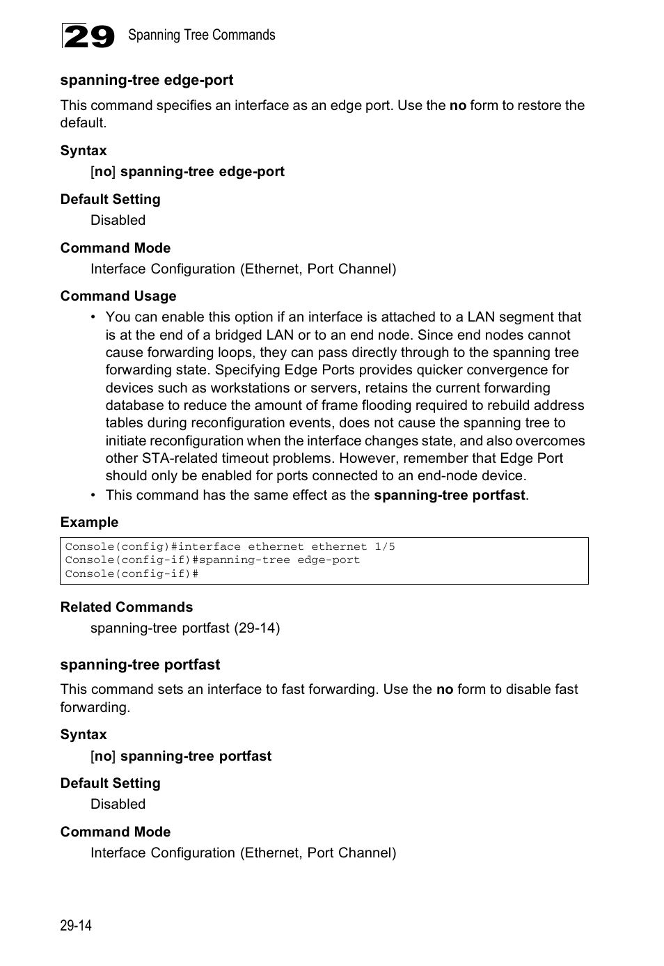 Spanning-tree edge-port, Spanning-tree portfast | Edge Products ES3528-WDM User Manual | Page 450 / 556