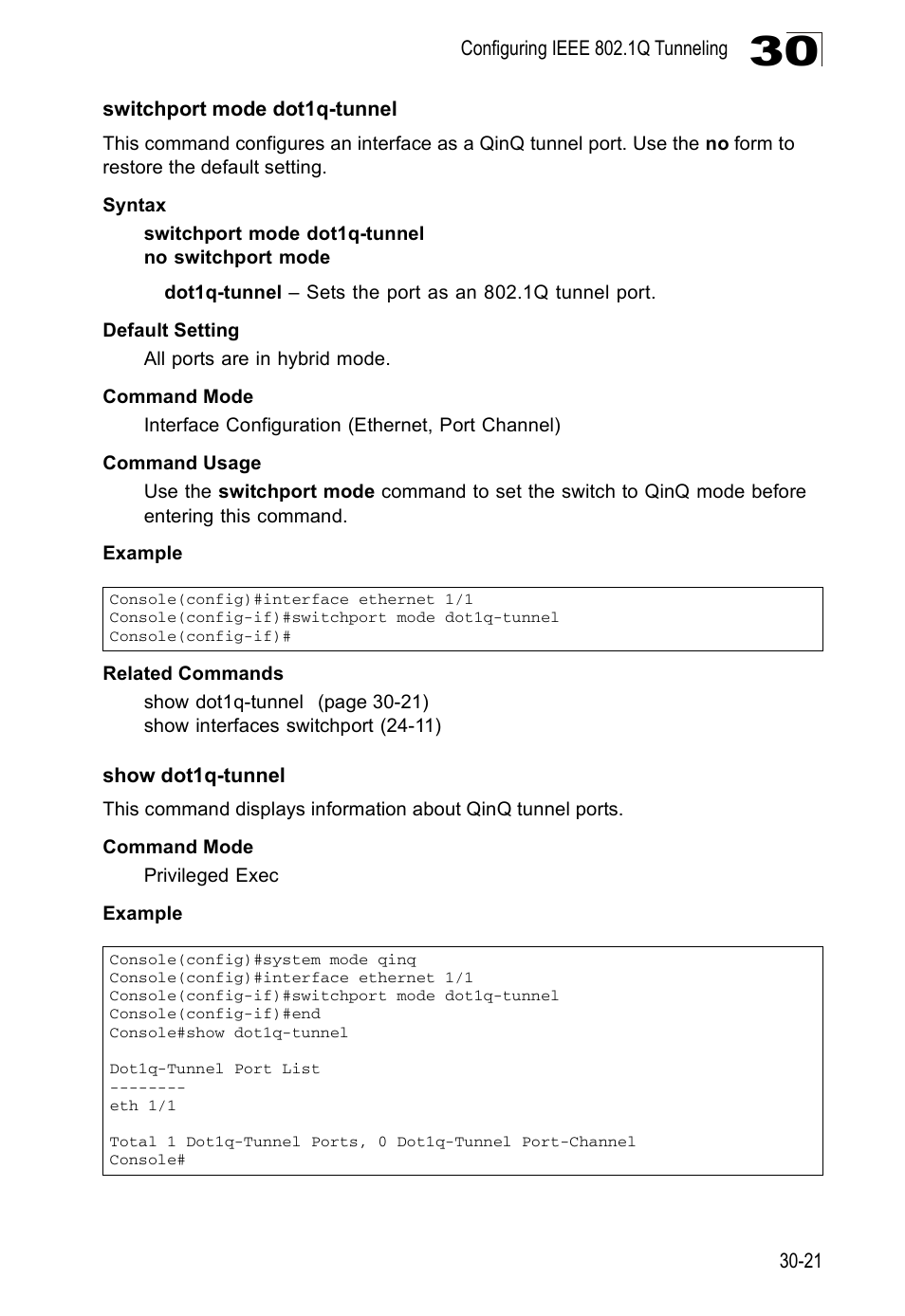 Switchport mode dot1q-tunnel, Show dot1q-tunnel | Edge Products ES3528-WDM User Manual | Page 477 / 556